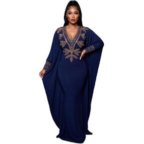 Casual Nightgown Maxi Kaftan Cocktail Dress for Summer Spring (Blue) | Caftan for Women Woman Long Dresses Wedding Guest Gala Prom Night Bridal Shower in Saudi Arabia