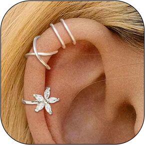 Flower Ear Cuff Set for Women Non Piercing Cartilage Earrings Clip On Wrap Cuffs Stackable Jewelry Gifts in Saudi Arabia