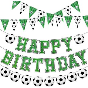 Soccer Birthday Party Decorations Soccers Sports Paper Garland Soccer Pennant Bunting Flag Decor for Kids Boys and Girls Soccers Happy Birthday Party Supplies in Saudi Arabia