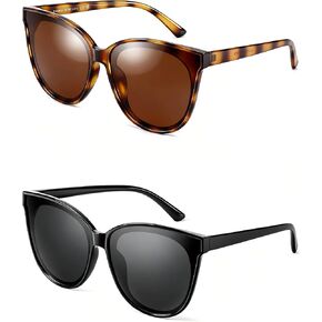 LVIOE Cat Eyes Sunglasses for Women Polarized UV400 Protection Oversized Frame Retro Sunglasses 2PC in Saudi Arabia