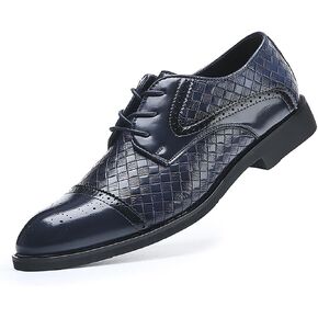 Men's Business Dress Oxfords Shoes Formal Cap Toe Brogues Derby | Retro Woven & Plaid Styles in Saudi Arabia