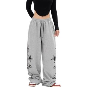 Baggy Wide Leg Sweatpants Women Workout Gym Track Pants Star Graphic Drawstring Lightweight Casual Loose Trousers in Saudi Arabia