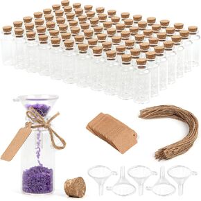 10ml Small Glass Bottles with Cork Stoppers, Pack of 100, Wishing Glass Jars with Lids with Personalized Label Tags and String, Mini Bottles for DIY Crafts, Wedding Party Favors in Saudi Arabia