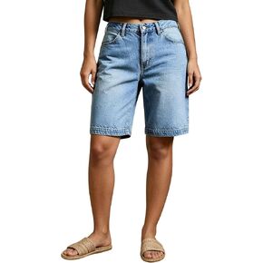 Flamingals Mid Waist Denim Bermuda Shorts for Women Wash Cargo Loose Fit Summer Casual Jean Shorts with Flap Pockets in Kuwait