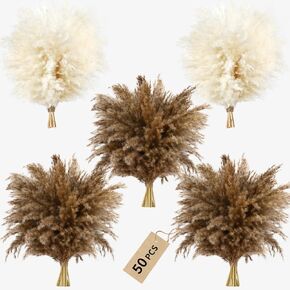 Natural Dried Flower Bouquet – Pampas Grass, Cotton Stems, Bunny Tails Grass, Eucalyptus and Lavender for Western Boho Decor – Rustic Flowers for Your Bohemian Home, Bedroom, and Wedding Table Décor in Kuwait