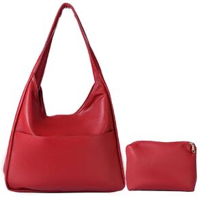 Tote Bags for Women Faux Leather Shoulder Bag Soft Hobo Purse Everyday Work Travel Handbag with Wide Strap 2Pcs Set in Saudi Arabia