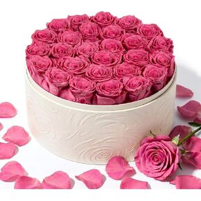 Rosaura 27 Preserved Roses in Round Box-Forever Flowers Gift (Pink) | birthday gifts for women, forever roses, anniversary gifts, mothers day gifts, preserved flowers, valentines day gifts in Saudi Arabia