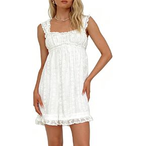 WephuPSho Women's Summer Sleeveless Babydoll Dress Casual Flowy Swing Y2k Mini Dresses Beach Vacation Party Sundress in Saudi Arabia