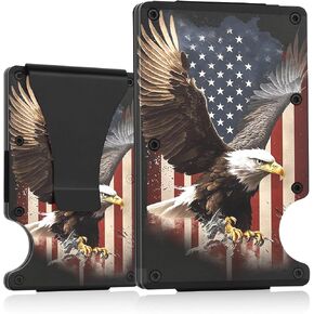 Flag Wallet for Men Minimalist Personalized Engraved Metal Wallet Slim Wallet Gifts for Soldiers Veteran Patriots (Flag 1) in Saudi Arabia