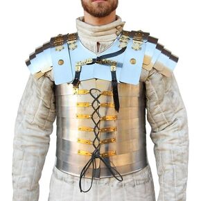 THE MEDIEVALS Lorica Body Armor with Roman Tunic Brass Trimmed Roman Lorica Segmentata Chest Plate Armor with Roman Tunic in Kuwait