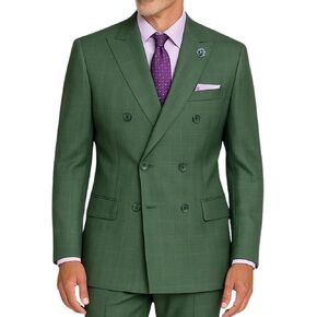 Men's Glen Plaid Double-Breasted Reg-Fit Suit w/Adjustable Waistband, Multiple Colors, Sizes 36S-62L - New in Saudi Arabia
