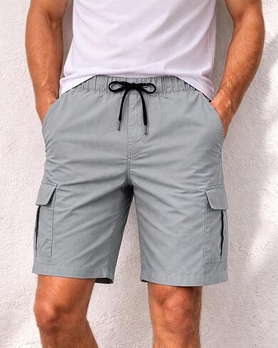 Men's Loose Fit Cargo Shorts Casual Drawstring Hiking Shorts with Pockets in Kuwait