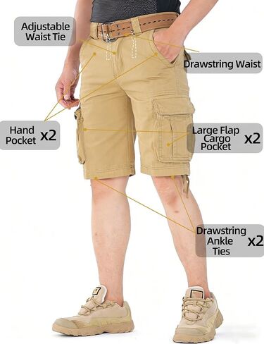 Men's Camo Caro Shorts Cotton Wild Casual Relaxed Fit Work Shorts with 6 Pockets No Belt in Kuwait