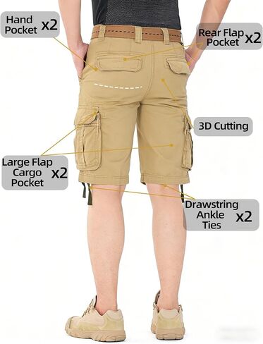 Men's Camo Caro Shorts Cotton Wild Casual Relaxed Fit Work Shorts with 6 Pockets No Belt in Kuwait