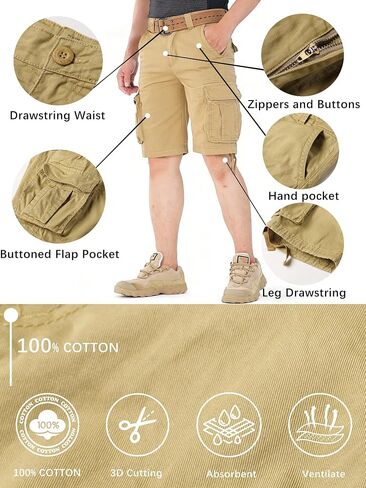 Men's Camo Caro Shorts Cotton Wild Casual Relaxed Fit Work Shorts with 6 Pockets No Belt in Kuwait