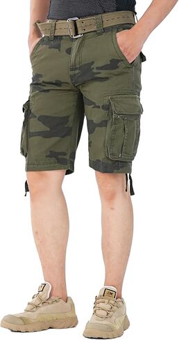 Men's Camo Caro Shorts Cotton Wild Casual Relaxed Fit Work Shorts with 6 Pockets No Belt in Kuwait