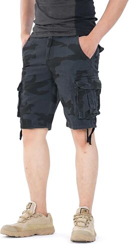 Men's Camo Caro Shorts Cotton Wild Casual Relaxed Fit Work Shorts with 6 Pockets No Belt in Kuwait