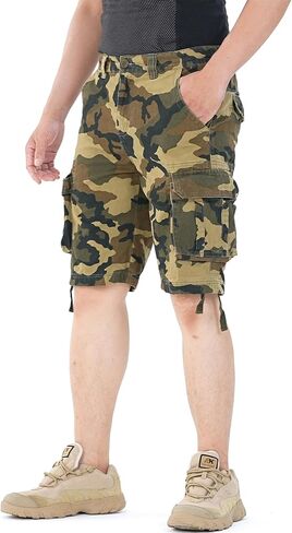 Men's Camo Caro Shorts Cotton Wild Casual Relaxed Fit Work Shorts with 6 Pockets No Belt in Kuwait