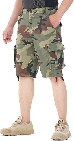 Men's Camo Caro Shorts Cotton Wild Casual Relaxed Fit Work Shorts with 6 Pockets No Belt in Kuwait