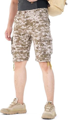 Men's Camo Caro Shorts Cotton Wild Casual Relaxed Fit Work Shorts with 6 Pockets No Belt in Kuwait