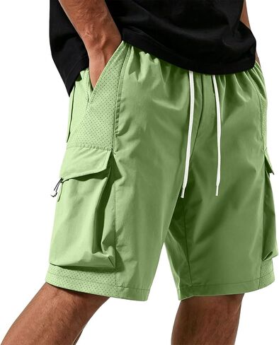 Elastic Waist Drawstring Cargo Shorts for Men Hiking Travel Workout Cargo Shorts Summer Short Pants with Multipocket in Saudi Arabia
