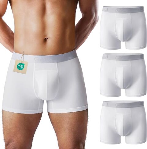 Men's Ultra Soft Breathable Boxer Briefs, Comfortable Cotton Modal Blend Underwear with Fly, 3" Inseam in Saudi Arabia