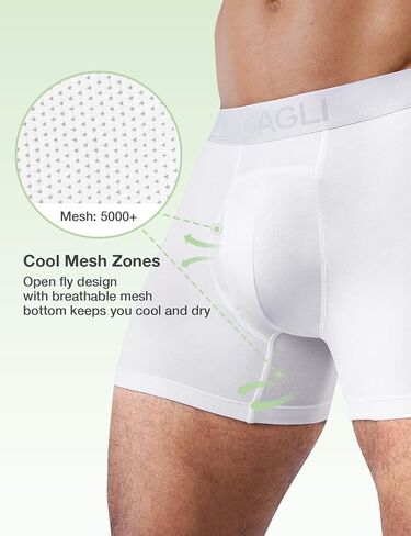 Men's Ultra Soft Breathable Boxer Briefs, Comfortable Cotton Modal Blend Underwear with Fly, 3" Inseam in Saudi Arabia