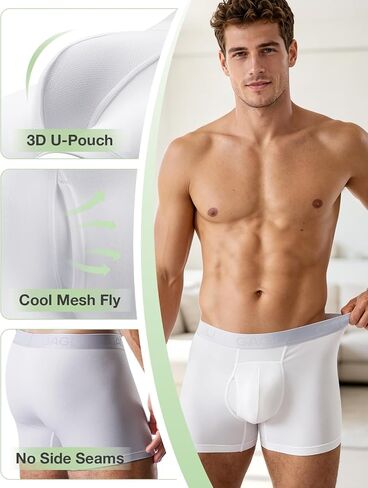 Men's Ultra Soft Breathable Boxer Briefs, Comfortable Cotton Modal Blend Underwear with Fly, 3" Inseam in Saudi Arabia