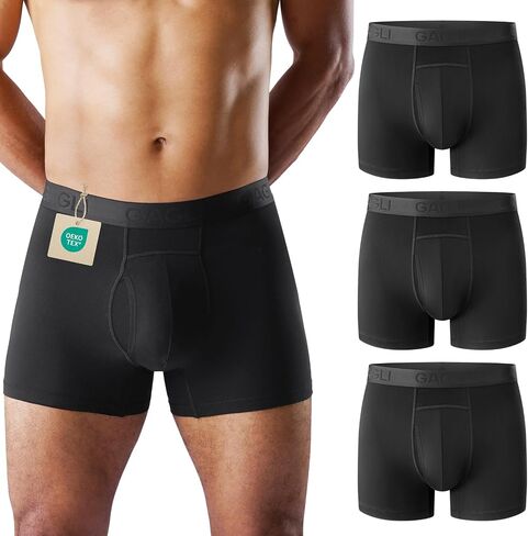 Men's Ultra Soft Breathable Boxer Briefs, Comfortable Cotton Modal Blend Underwear with Fly, 3" Inseam in Saudi Arabia