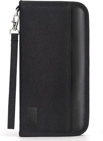 Passport Holder Family, RFID Blocking Travel Passport Wallet for 4-6 Women Men, Waterproof Travel Document Organizer Credit Cards Case, Portable Passport Bag with Zipper Pocket-Black in Saudi Arabia