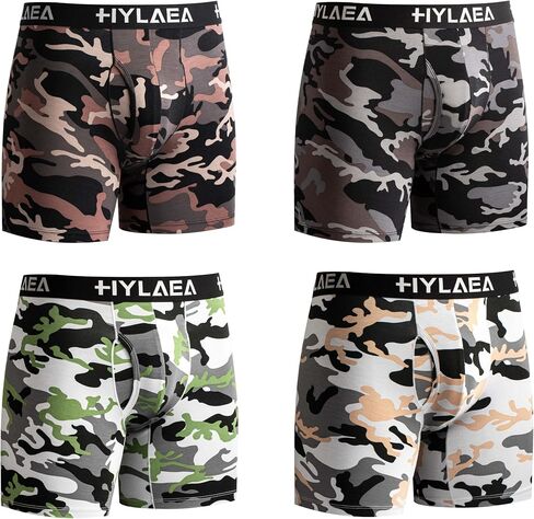 Hylaea Mens Bamboo Boxer Briefs, Breathable Moisture Wicking Underwear, No Ride Up With 3D Pouch Support in Saudi Arabia