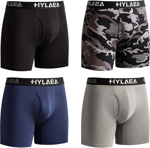 Hylaea Mens Bamboo Boxer Briefs, Breathable Moisture Wicking Underwear, No Ride Up With 3D Pouch Support in Saudi Arabia