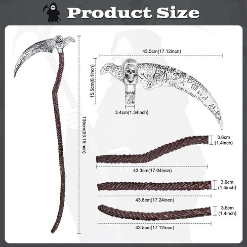 Servllcell Grim Reaper Scythe Prop,Plastic Grim Reaper Staff Costume Accessories,Faux Scythe Blade Halloween Dress Up Party in Saudi Arabia