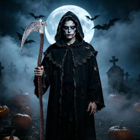 Servllcell Grim Reaper Scythe Prop,Plastic Grim Reaper Staff Costume Accessories,Faux Scythe Blade Halloween Dress Up Party in Saudi Arabia
