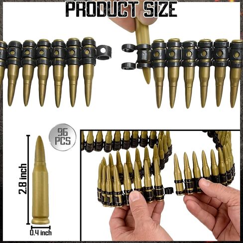 Fake Bullet Belt Plastic Army Bandolier Military Costume Accessory Tactical Ammo for Halloween Cosplay Masquerade Stage Performance Party Brown in Saudi Arabia