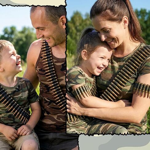 Fake Bullet Belt Plastic Army Bandolier Military Costume Accessory Tactical Ammo for Halloween Cosplay Masquerade Stage Performance Party Brown in Saudi Arabia