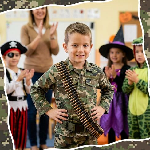 Fake Bullet Belt Plastic Army Bandolier Military Costume Accessory Tactical Ammo for Halloween Cosplay Masquerade Stage Performance Party Brown in Saudi Arabia