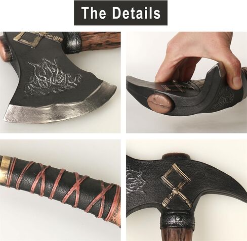 HOTTERCOS 14" Fake Foam Axe Viking Battle Axe Halloween Costume Prop for LARP Cospaly (Black) in Saudi Arabia