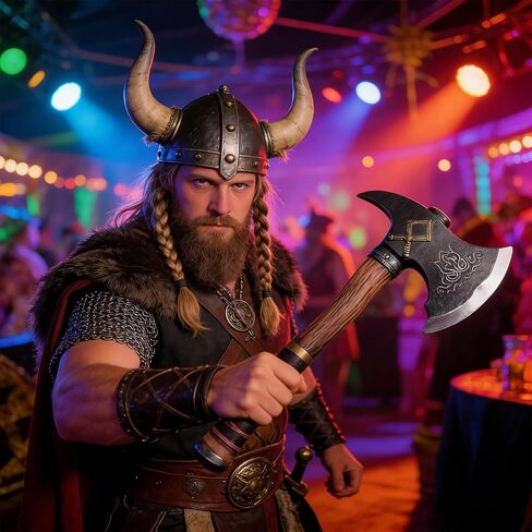 HOTTERCOS 14" Fake Foam Axe Viking Battle Axe Halloween Costume Prop for LARP Cospaly (Black) in Saudi Arabia
