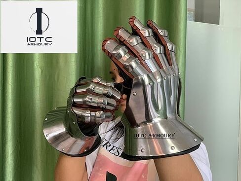 Medieval Armor Gauntlets Pair-14th Centuary Hourglass Steel Gauntlets-Halloween Armor Gauntlets, Perfect For Re-Enactment, Live Cosplay Events, Renaissance & Fantasy Armor, Ren-fair Armor in Saudi Arabia