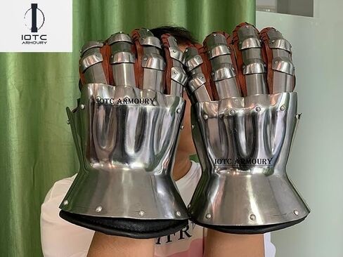 Medieval Armor Gauntlets Pair-14th Centuary Hourglass Steel Gauntlets-Halloween Armor Gauntlets, Perfect For Re-Enactment, Live Cosplay Events, Renaissance & Fantasy Armor, Ren-fair Armor in Saudi Arabia