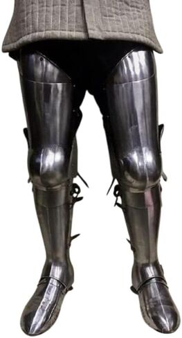 NauticalMart Medieval Steel Full Leg Armor Silver Knight Leg Guard for LARP & Theatrical Performances | Historical Reenactment Ready | Custom Fit Options in Kuwait