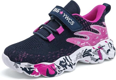 Kids Lightweight Graffiti Walking Shoes Knitted Mesh Easy On/Off Fashion Sneakers for Boy Girl with Hook&Loop Strap in Saudi Arabia