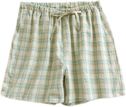 Women Pajama Shorts Cotton Gingham Lounge Sleep Bottoms Soft Plaid Pj Shorts in Saudi Arabia