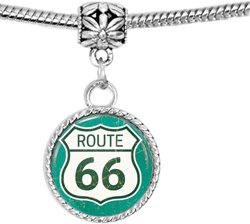 Arthwick Store Route 66 Sign on Textured Blue Background with White Charm Pendant Bracelet in Saudi Arabia