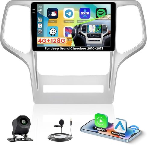 Roinvou 2+32G Android Car Stereo for Jeep Grand Cherokee 2010-2013, 9" Touchscreen in-Dash GPS Navigation with Wireless CarPlay Android Auto Mirror Link WiFi Bluetooth FM RDS Radio Backup Camera in Kuwait