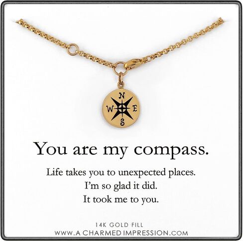 You are My Compass • I'd be Lost Without You • Intentional Charm Bracelet • Unique Handcrafted Gift for Wife/Girlfriend/Best Friend gold-filled in Kuwait