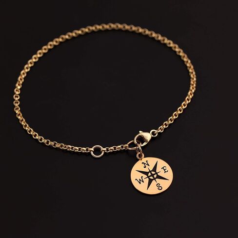 You are My Compass • I'd be Lost Without You • Intentional Charm Bracelet • Unique Handcrafted Gift for Wife/Girlfriend/Best Friend gold-filled in Kuwait