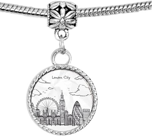 Arthwick Store Pen Illustration of London City with The Eye, Big Ben, and Other Attractions Charm Pendant Bracelet in Saudi Arabia