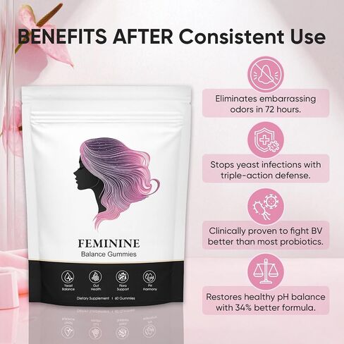 Nuora Feminine Balance Gummies for Women, PH Balance, Healthy Odor, Flora and Immune Support, Vaginal Health Support, Vegan Hawaiian Pineapple, 60 Count (1) in Kuwait